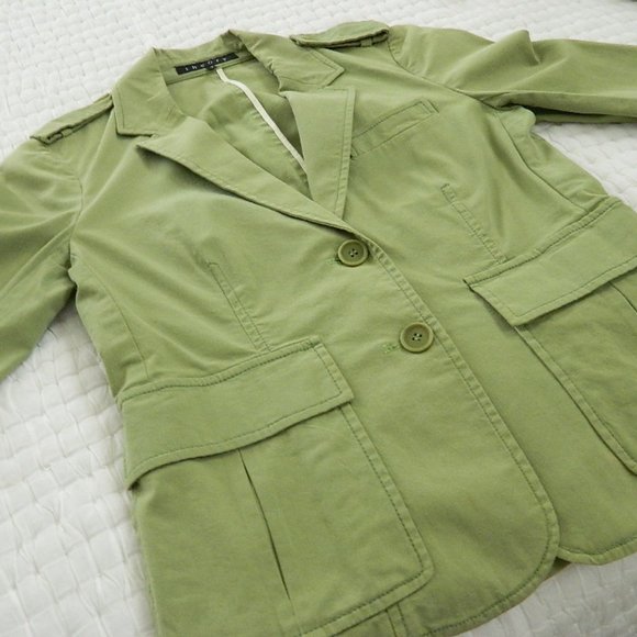 Theory Apple Green Cotton Classic Everyday Unlined Jacket/Blazer Size 0 - Picture 10 of 15